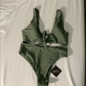 Brand new green ZAFUL high waisted bikini